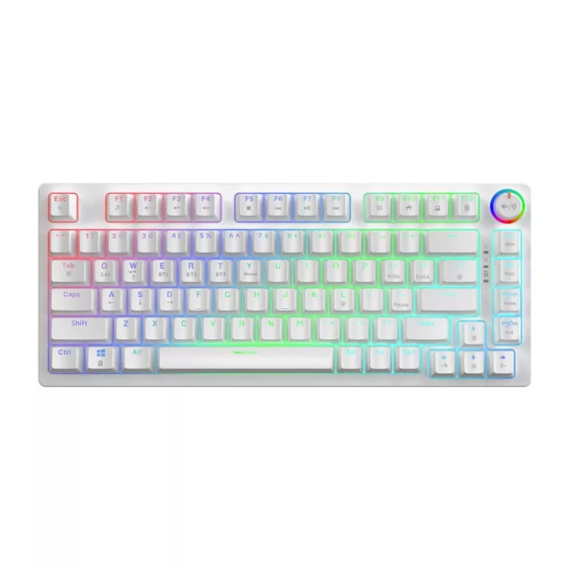 SAVIO PHENIX WHITE langaton mekaaninen näppäimistö, Gateron Red Pro, ABS