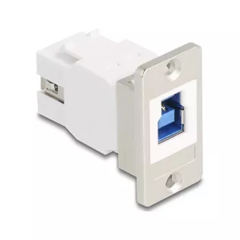 Keystone-moduuli DELOCK 67337 paneeliasennus USB Type-B USB Type-A 5 Gbit/s, hopea/valkoinen