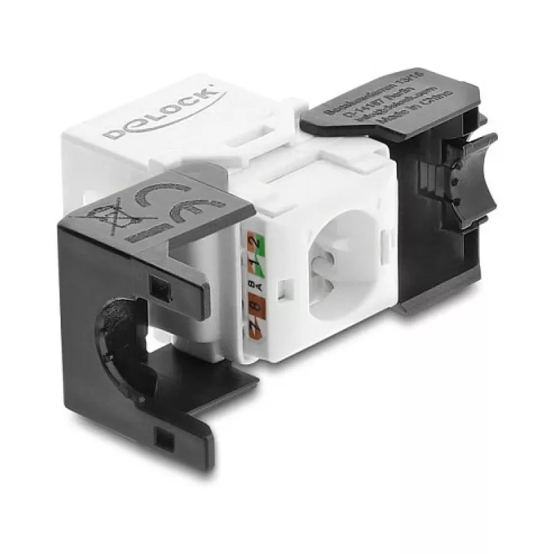 Delock 90802 Keystone-moduuli RJ45 - LSA Cat.6 UTP, työkaluton, musta/valkoinen