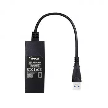 Akyga AK-AD-31 USB 3.0 - Gigabit Ethernet -adapteri, RJ45, 15 cm kaapeli, musta