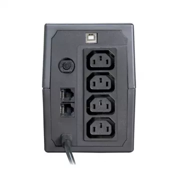 UPS ORVALDI I650 0,6 kVA (360 W) LCD-näytöllä ja USB:llä, 4x IEC-lähtöä
