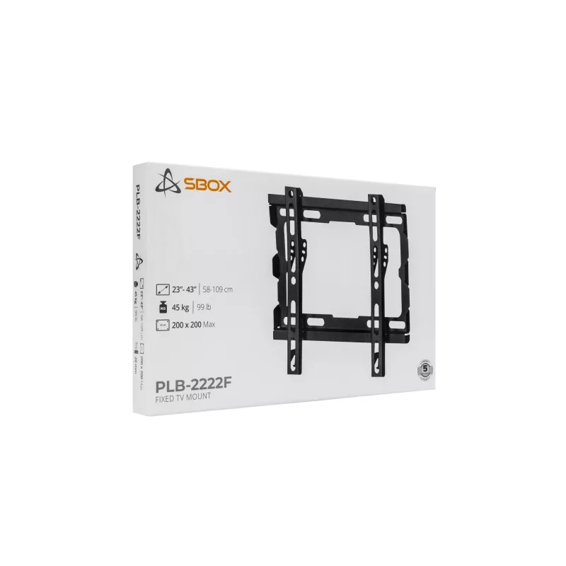 SBOX PLB-2222F-2 kiinteä television seinäkiinnike, 23-43 tuumaa, 45 kg, VESA 200x200