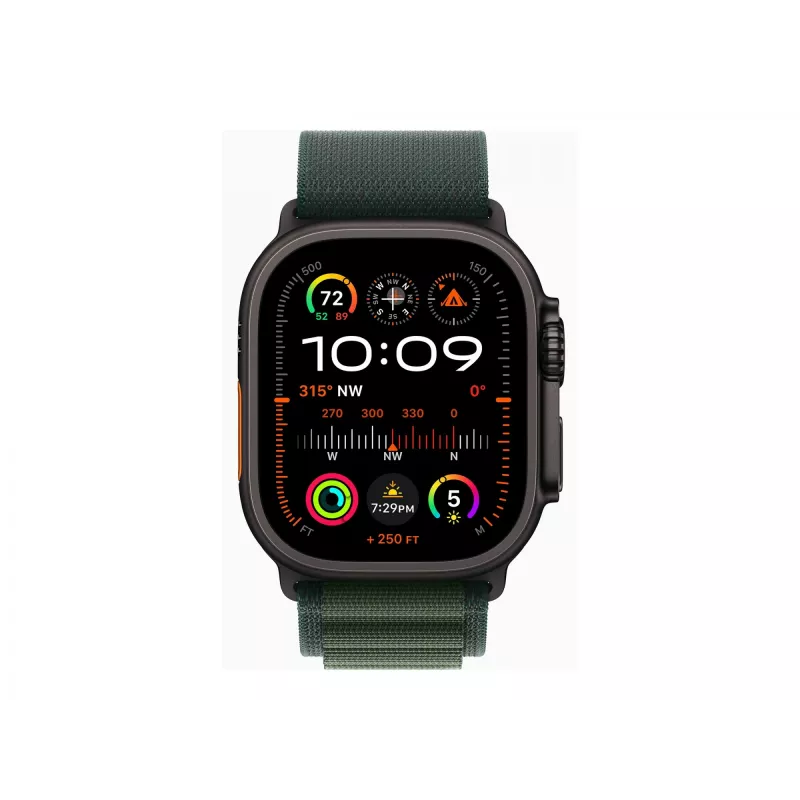 APPLE Watch Ultra 2 GPS + Cellular 49 mm Black Titanium -kotelo ja Dark Green Alpine Loop – Large