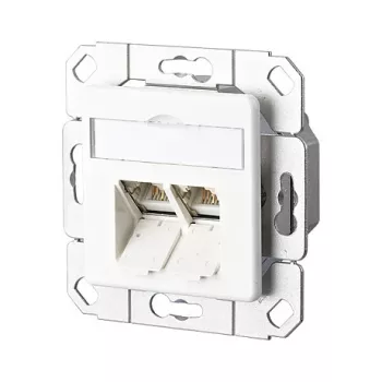 Metz Connect 130C381102-I E-DAT C6A Uppoasennettava 2-porttinen liitäntärasia, puhtaanvalkoinen