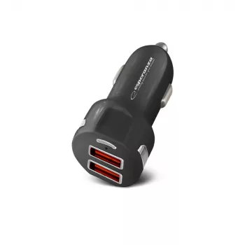 Autolaturi ESPERANZA EZ110 musta – 12–24 V tulo, 2× USB-A 2,1 A, Quick Charge 3.0, 36 W