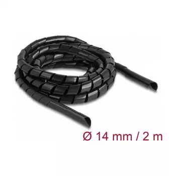 DeLOCK spiraaliletku joustava 2 m x 14 mm musta polyeteeni