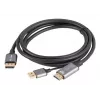 Lanberg CA-HDDP-20CU-0018-BK videokaapeliadapteri 1,8 m DisplayPort HDMI + USB musta, hopea