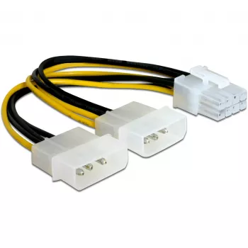 Delock 82397 PCI Express -virtasovitinkaapeli, 2x 4-pinninen 5,25" - 8-pinninen PCIe, 12 V, 0,30 m