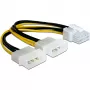 Delock 82397 PCI Express -virtasovitinkaapeli, 2x 4-pinninen 5,25" - 8-pinninen PCIe, 12 V, 0,30 m