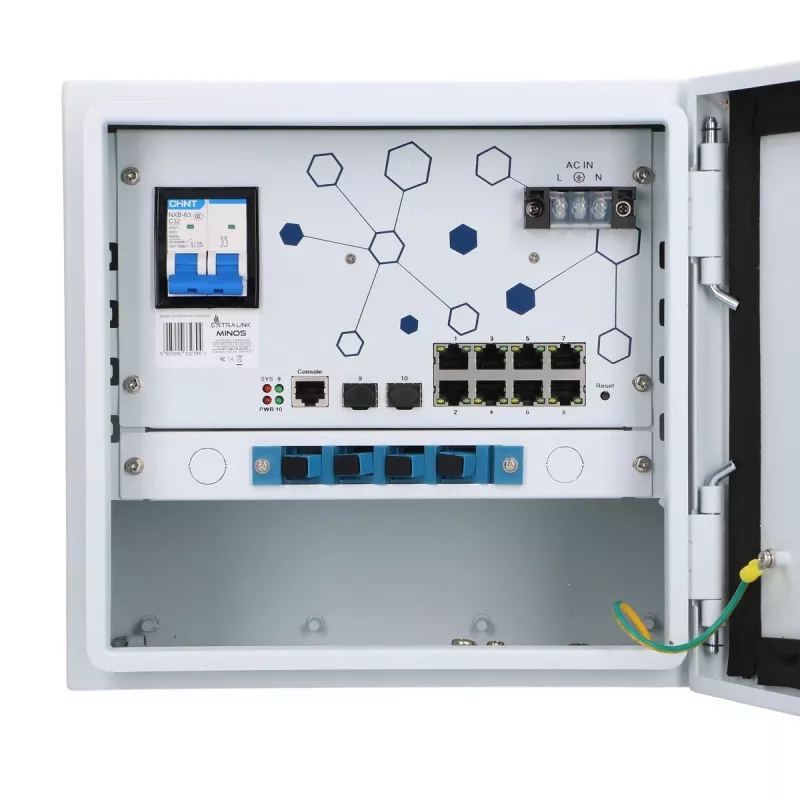 Hallittava kytkin Extralink Minos 8x RJ45 1000Mbps PoE 200W L2
