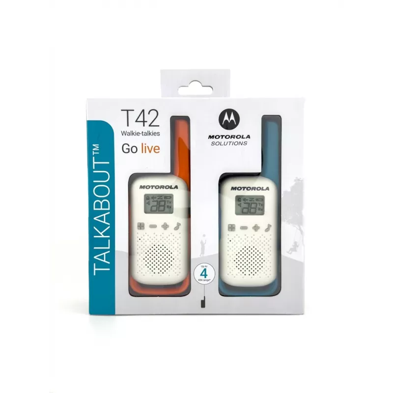 Motorola Talkabout T42 – radiopuhelin, 2 kpl:n pakkaus (oranssi-sininen)
