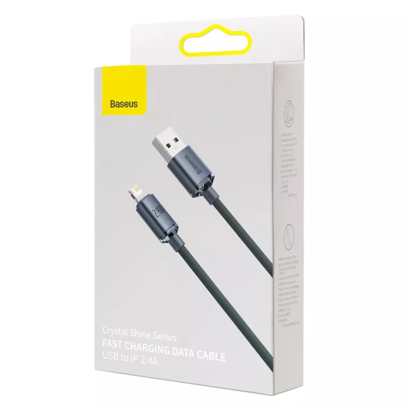 Baseus Crystal Shine kaapeli USB-Lightning, 2,4A, 2m (musta)