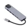 GEMBIRD USB Type-C 6-in-1-moniporttisovitin A-CM-COMBO5-06 — HDMI, PD 54W, Gigabit-LAN, 2× USB-A, Type-C (5 Gbit/s)
