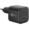 Seinäkiinnitteinen laturi GOOBAY 75333 — yleislaturi AC-USB-C sisäkäyttöön, 2x USB-C, 35 W, musta