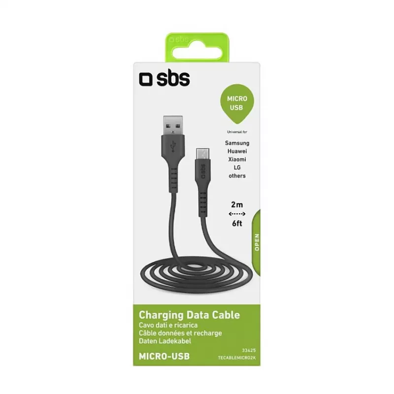 SBS TECABLEMICRO2K 2 m USB A Micro-USB B uros-uros musta USB-kaapeli (TEKabelMICRO2K)