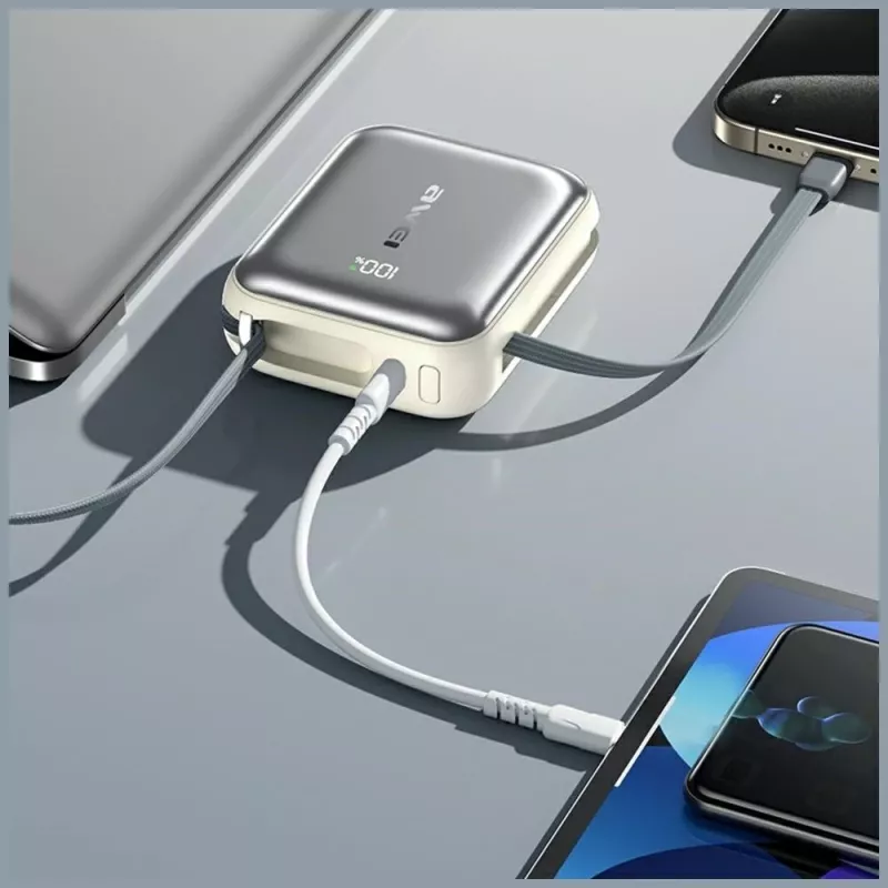 Kannettava varavirtalähde Awei C03 20000mAh 45W lähdöllä ja integroidulla USB-A/USB-C-kaapelilla