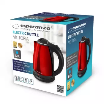 Vedenkeitin ESPERANZA EKK113R 1,8 L 1800 W ruostumaton teräs automaattisella virrankatkaisulla ja kuivakeittosuojalla
