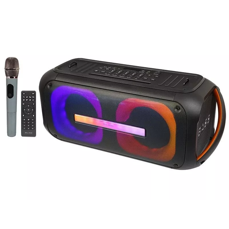 BLOW DJBOX 30-392# Bluetooth-kaiutin 250 W kaukosäätimellä ja mikrofonilla, USB, microSD, AUX, TWS, sisäänrakennettu akku, musta