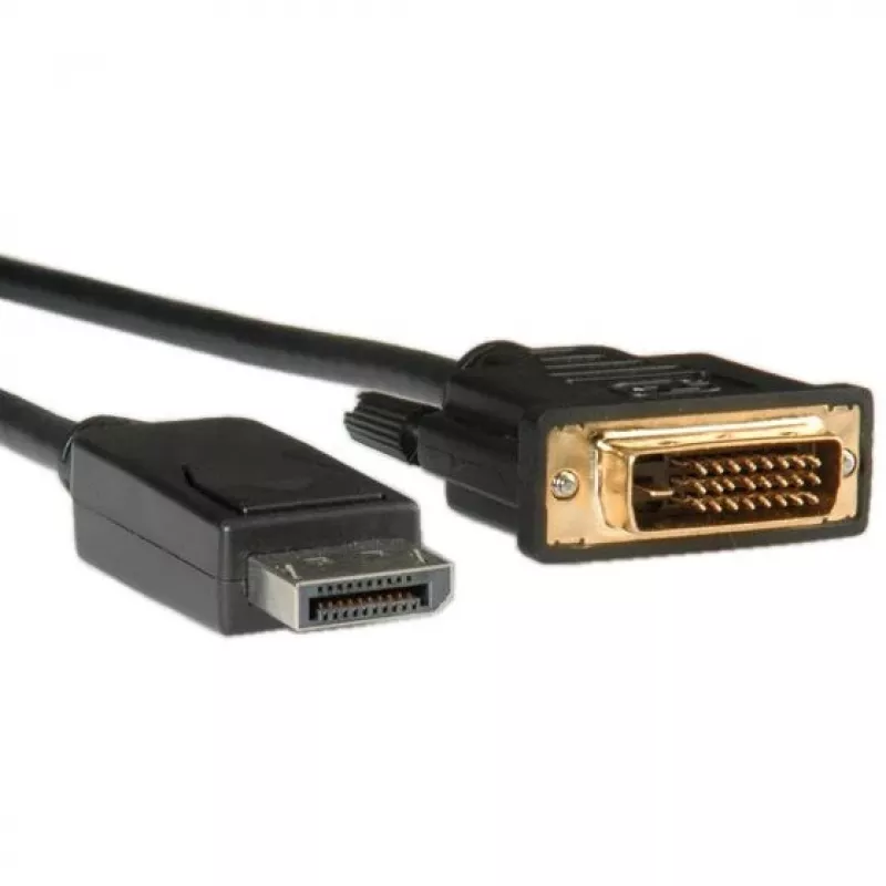 ROLINE - videokaapeli - DisplayPort (uros) - DVI-D (uros) - 1 m (DisplayPort 1.1) - peukaloruuvit - musta (11.04.5771)