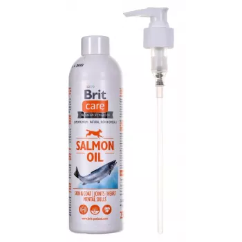 Koiran lisäravinneöljy Brit Care Salmon Oil 250 g — nestemäinen, säilöntäaineeton, parantaa ihoa ja turkkia