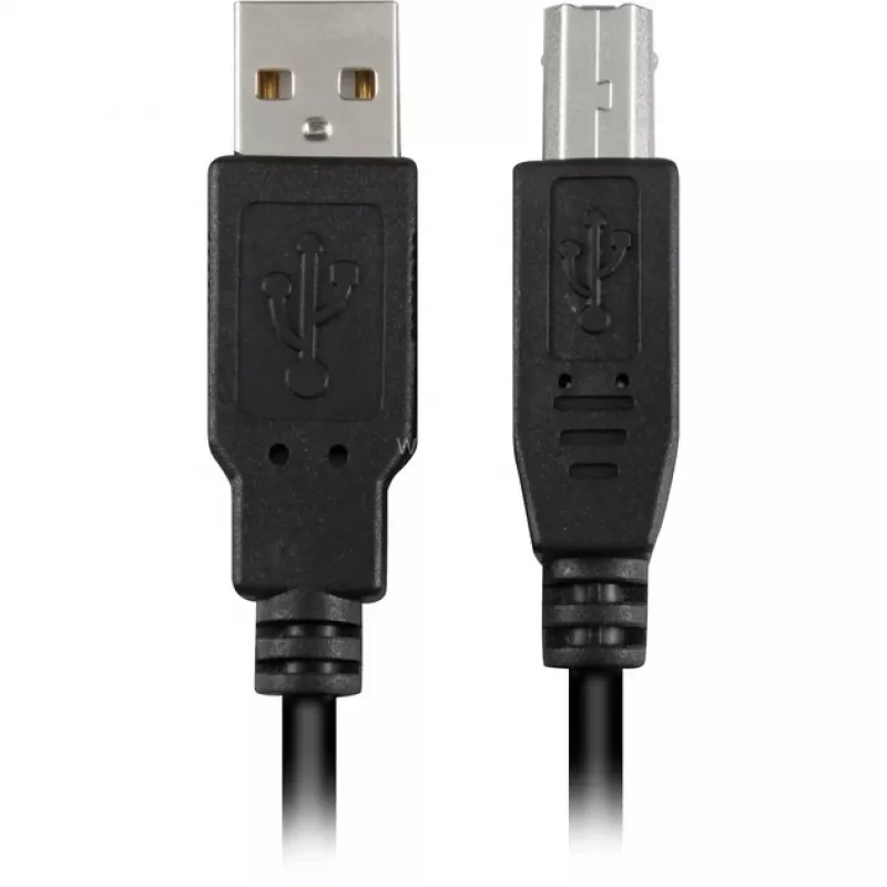 USB 2.0 -kaapeli, USB-A uros > USB-B uros (musta, 2,0 metriä)
