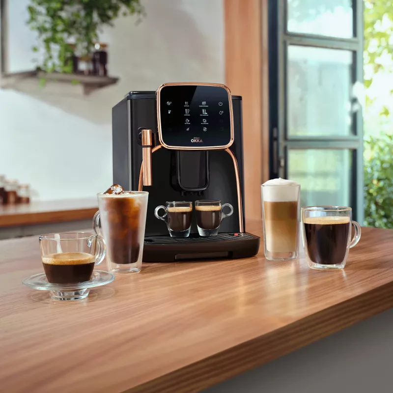 Okka Espresso Pro, täysautomaatti musta/pronssi, 1450 wattia
