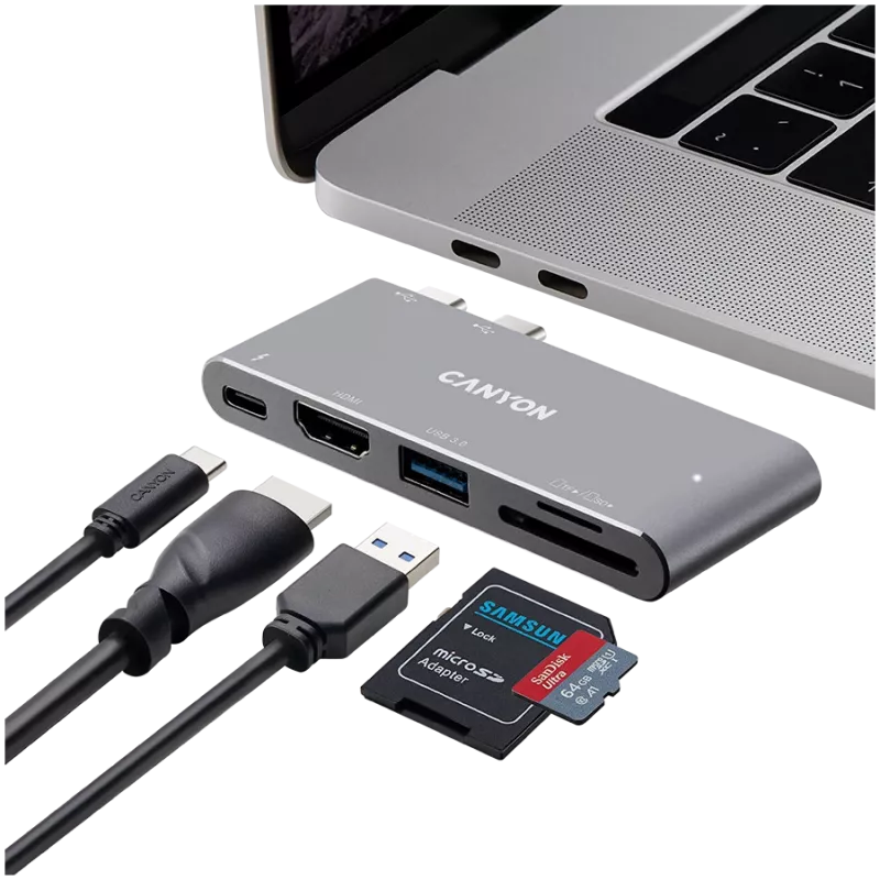 CANYON keskitin DS-5 5in1 Thunderbolt 3 4K Space Grey