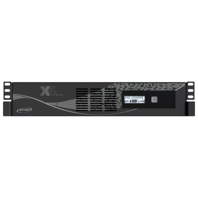 Rack-asennettava UPS Infosec X4 2000 RM Plus 2 kVA / 1200 W, 10 pistorasiaa tyyppi F, LCD, Line-Interactive