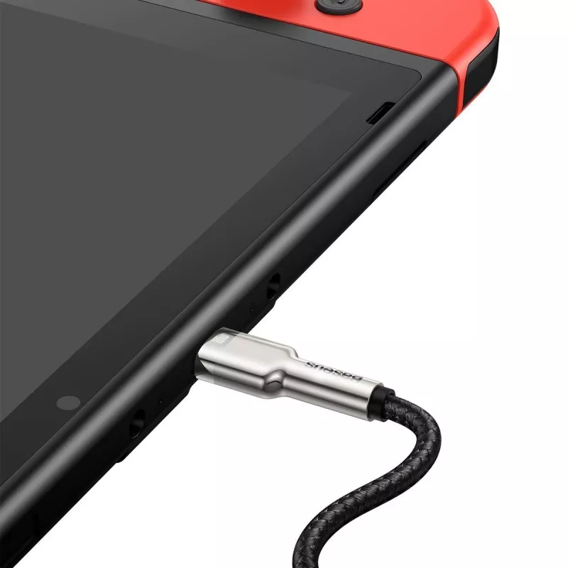 USB-C–USB-C-kaapeli Baseus Cafule Metal – 2 m, 100W latausteho, USB 2.0 (480 Mbit/s), sinkityt koskettimet, musta