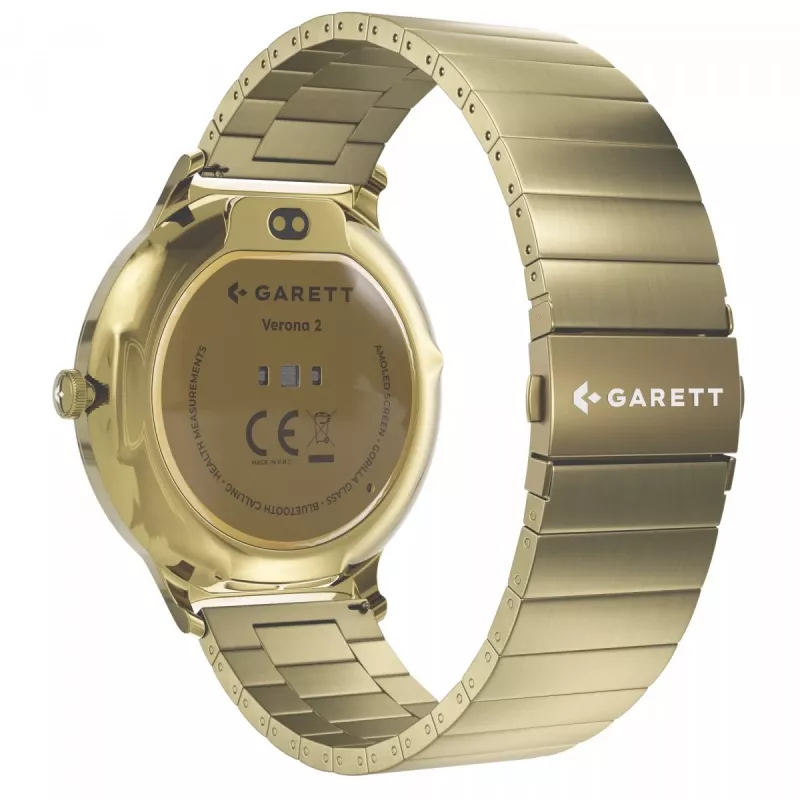 Älykello Garett Verona 2 Gold Steel Bluetoothilla ja sykemittarilla