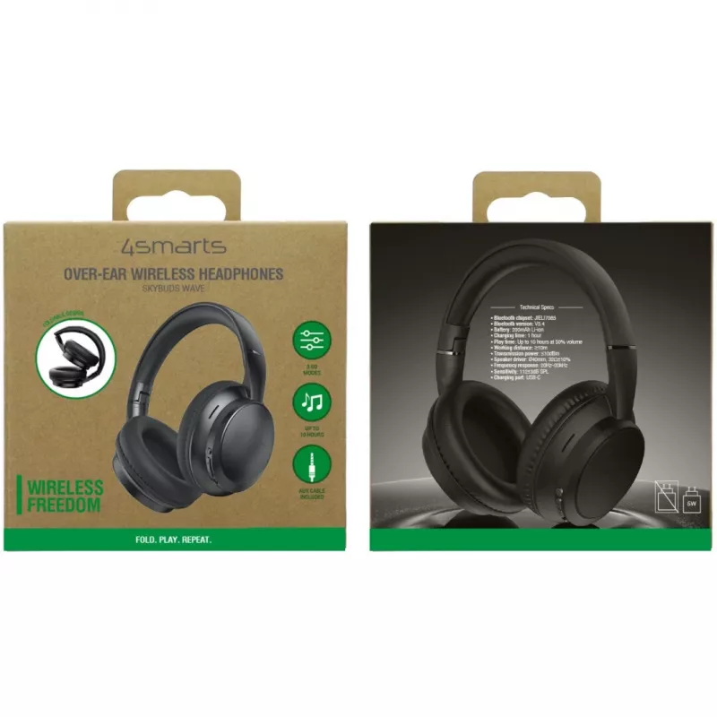 Headset 4smarts SkyBuds Wave johdollinen & langaton Bluetooth musta