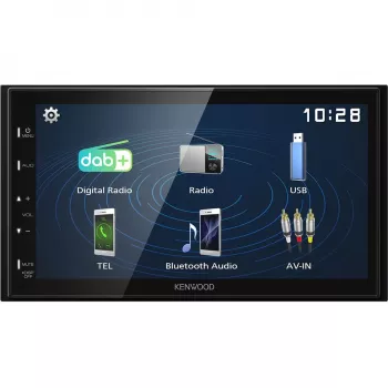 Kenwood Electronics DMX129DAB. Tuotteen väri: musta, DIN-koko: 2 DIN, lähtöteho: 64 W. Audion D/A-muunnin: 24bit, tuetut ääniformaatit: