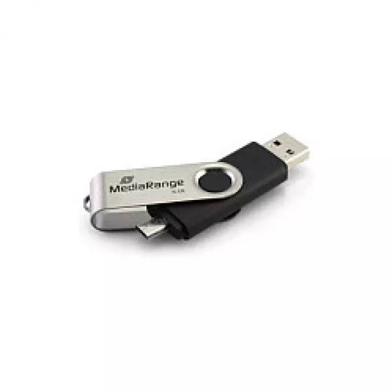 MediaRange MR932 - USB-muistitikku - 32 GB - USB 2.0 / Micro-USB - musta/hopea (MR932-2)