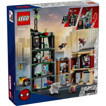 LEGO Marvel -sarja 76324 Spider-Man vs. Oscorp, 808 osaa, 8 minihahmoa, yli 10-vuotiaille