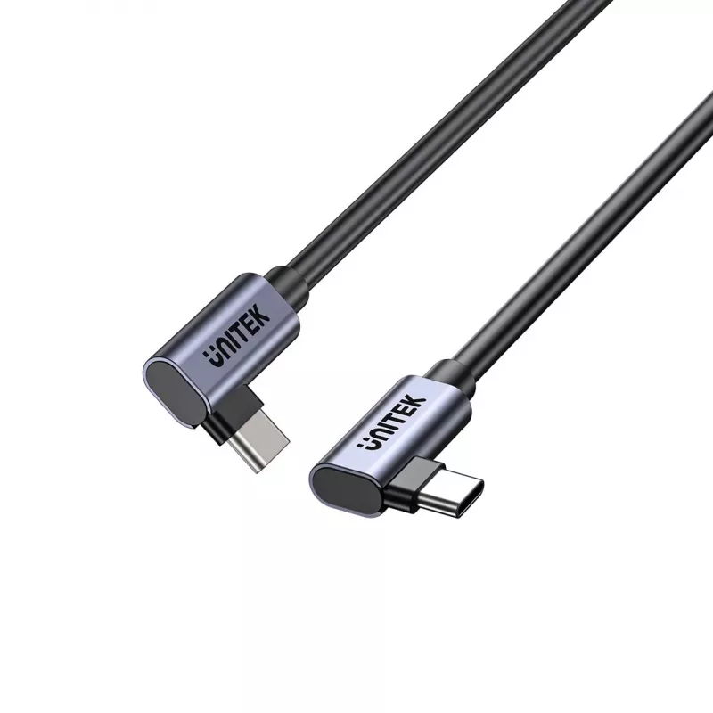 USB-C-kaapeli Unitek C14147ABK01 90°–90° PD 100W 0,5 m, kulmaliitin–kulmaliitin, musta