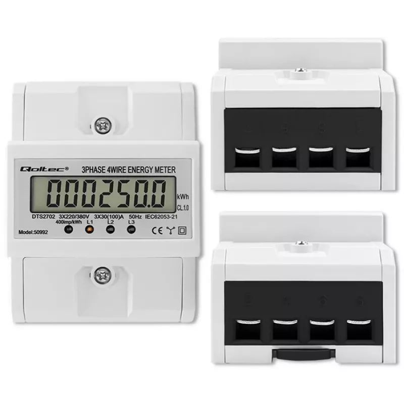 Kolmivaiheinen elektroninen mittari QOLTEC 50992 400V 100A