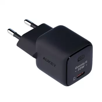 Virtalähde Aukey PA-B1L USB-C 30W musta — kompakti USB-C PD -virtasovitin