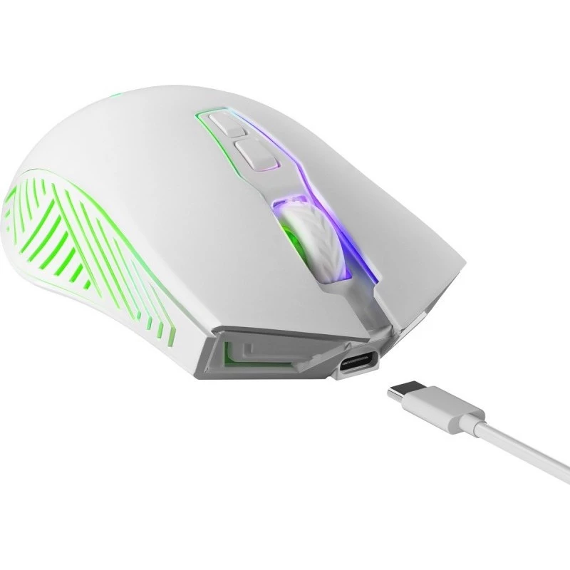 Langaton pelihiiri DEFENDER Pandora White – molempikätinen, 3200 DPI, 6 painiketta, ohjelmoitava, optinen, USB
