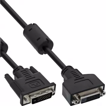 InLine DVI-D-kaapeli 24+1 M/F, Dual Link, 2 ferriittisydäntä, 3 m