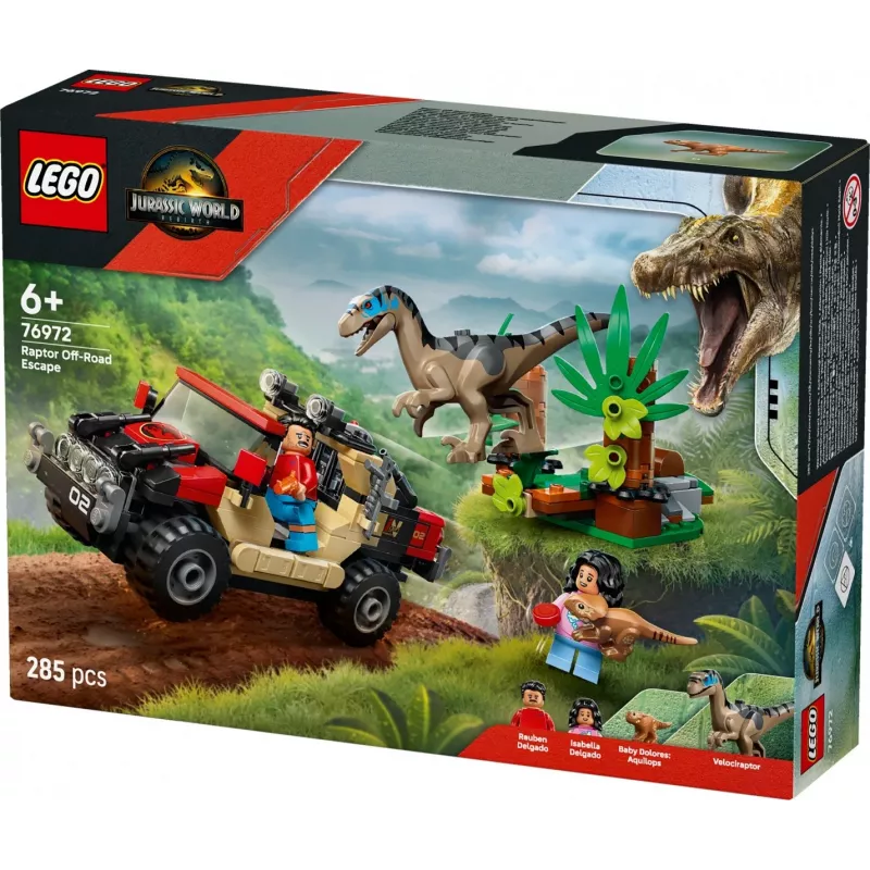 Rakennussarja LEGO Jurassic World 76972 Raptor Off-Road Escape, 285 osaa, 2 minihahmoa, ikä 6+