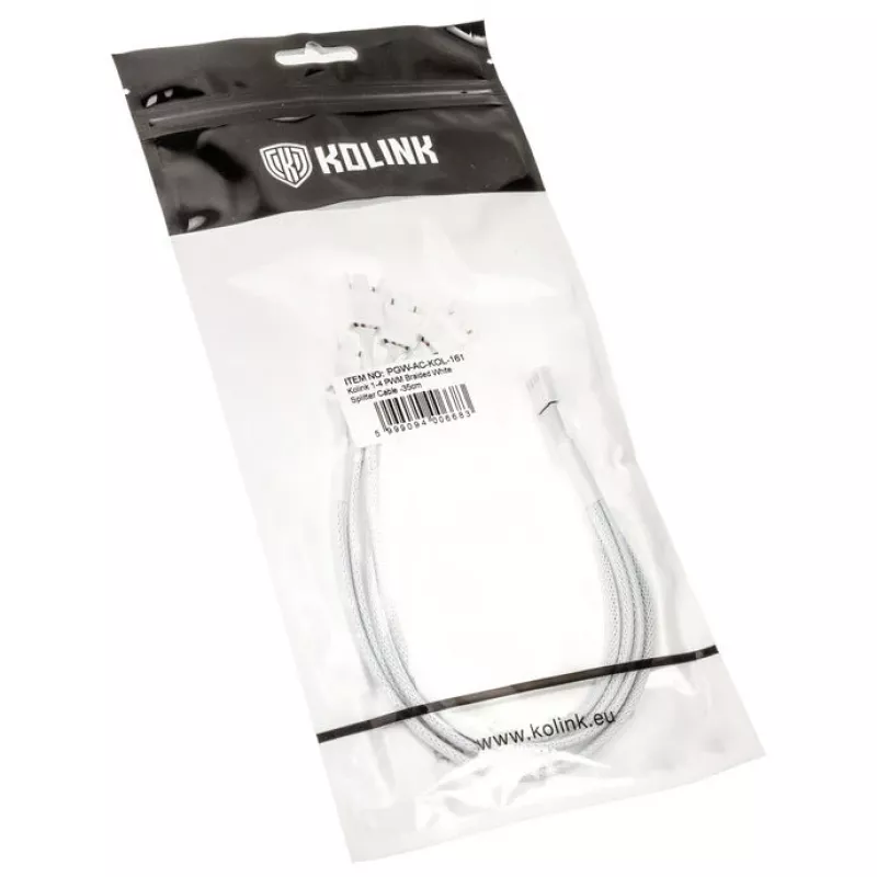 Kolink 1-4 PWM -tuuletinhaaroituskaapeli - 35cm, punottu, valkoinen (PGW-AC-KOL-161)