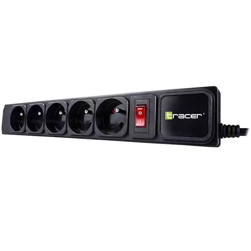 Tracer PowerGear musta 5 AC-pistorasiaa 1,5 m 2300 W