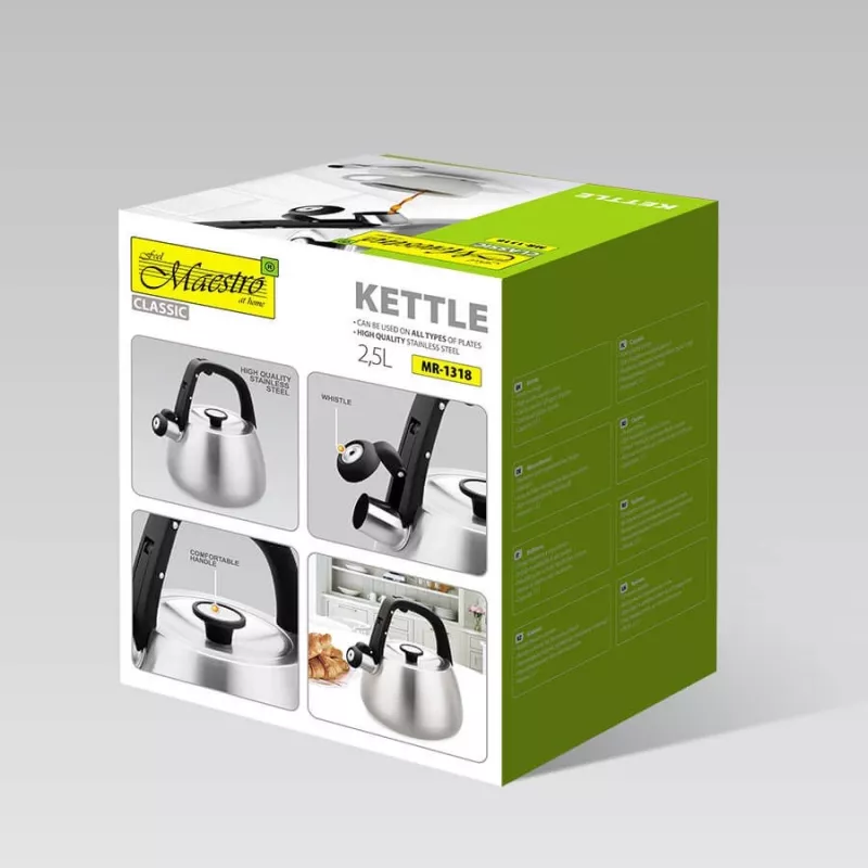 Maestro MR-1318 vedenkeitin liedelle 2,5 l, hopea, musta