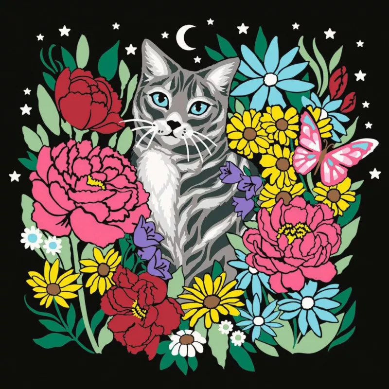Maalaa numeroilla -sarja Ravensburger CreArt Pixie Cold Cat (malli 25855) – kankaalle maalaussarja