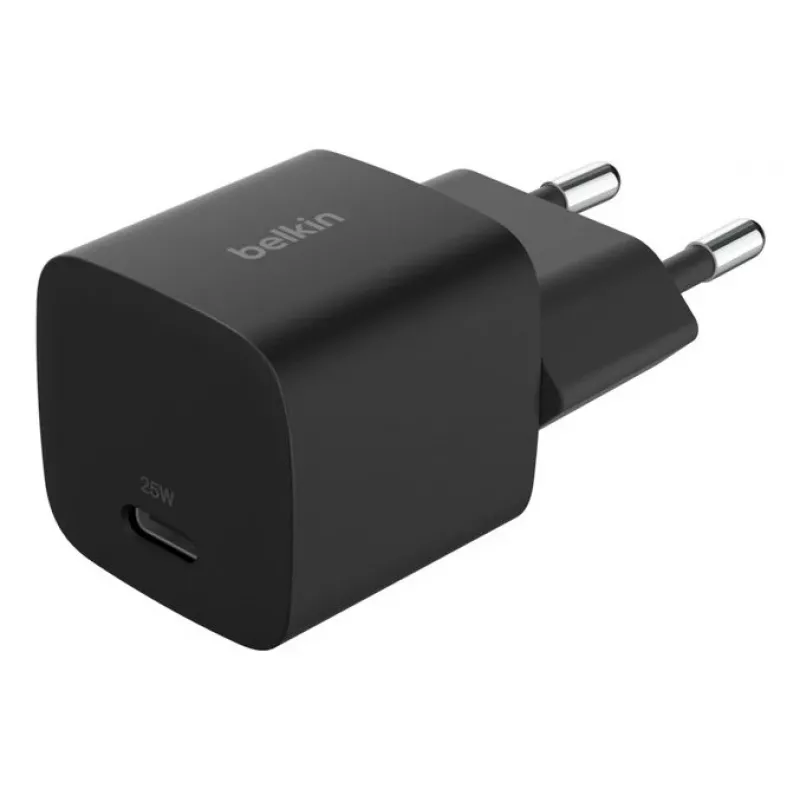 USB-C-laturi Belkin BOOSTCHARGE 25W Power Delivery musta – nopea USB‑C PD 25W seinälaturi
