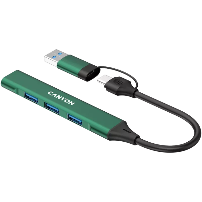 CANYON keskitin DS-02 4in1 USB-A/C vihreä
