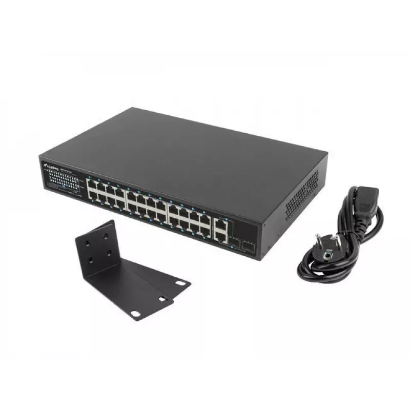 Lanberg kytkin 24X 100MB DSP+/2X Combo Rack 19 360W V2