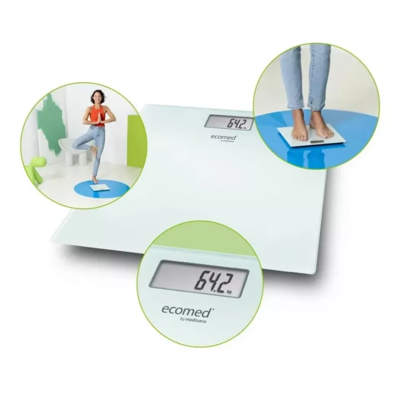 Ecomed by Medisana PS-72E henkilövaaka – 150 kg, lasitaso, valkoinen