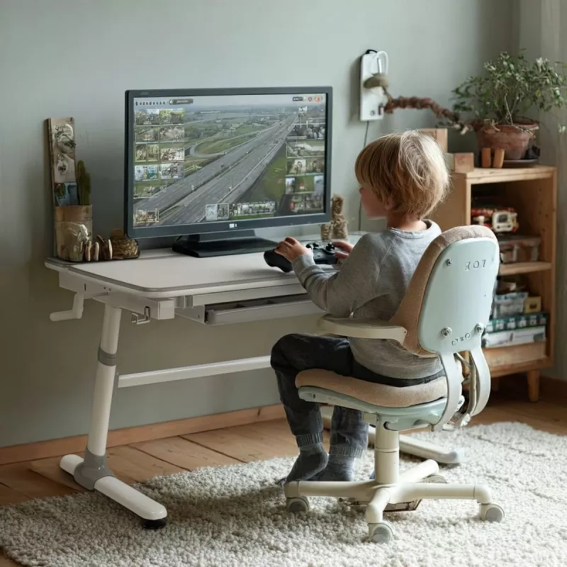 Ergo Office lasten ergonominen korkeussäädettävä työpöytä, harmaa, enintään 100 kg, ER-417 2cz