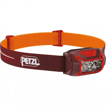Otsalamppu Petzl Actik Core — LED, 100 lm, sisäänrakennettu 1250 mAh USB-akku, IPX4, punainen